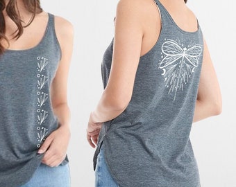 Cute Damselfly Sparkle Tank Top | Dragonfly Boho Celestial Spring Festival Tank | Trendy Women's Clothing