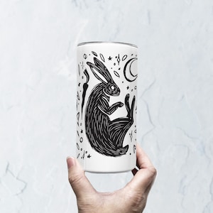 Lunar Kaninchen Reisebecher | Gothic Gruseliger Edelstahl Becher | Süßer Cottagecore Vibe