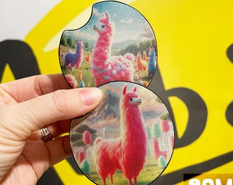 Cotton Candy Llamas Car Coasters |  Cute Soft washable car coaster set, Candy Car accessories, Easter car cup holder coaster, gift for her
