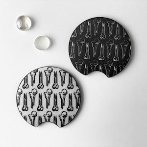Bones Car Coasters 2-pack | Spooky Halloween Car Vibes for a Creepy Ride