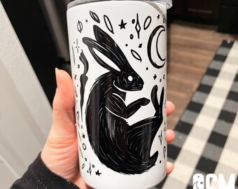 Lunar Rabbit Travel Mug | Gothic Mother's Day Stainless steel tumbler | Alt Gift for her, mom & ladies | Cute Easter Cottagecore Vibe