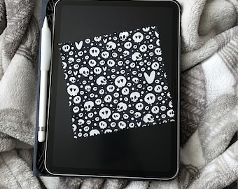 Heart Eyes Skull Lens Cleaning Cloth | Gothic Valentine's Day Microfiber Eye Glass Cloth | Spooky Love Sunglasses Accessories