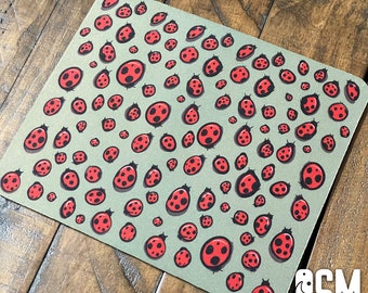 Cute Ladybug Mouse Pad | Sage Cottagecore Computer accessories | Cute garden friend office desk gift for her, mom, and collage students