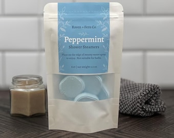 Peppermint Shower Steamers | Mint and Menthol Natural Homemade Aromatics, Corn Free Shower Bombs | Fragrant Shower Fizzies, Spa Gift for Her