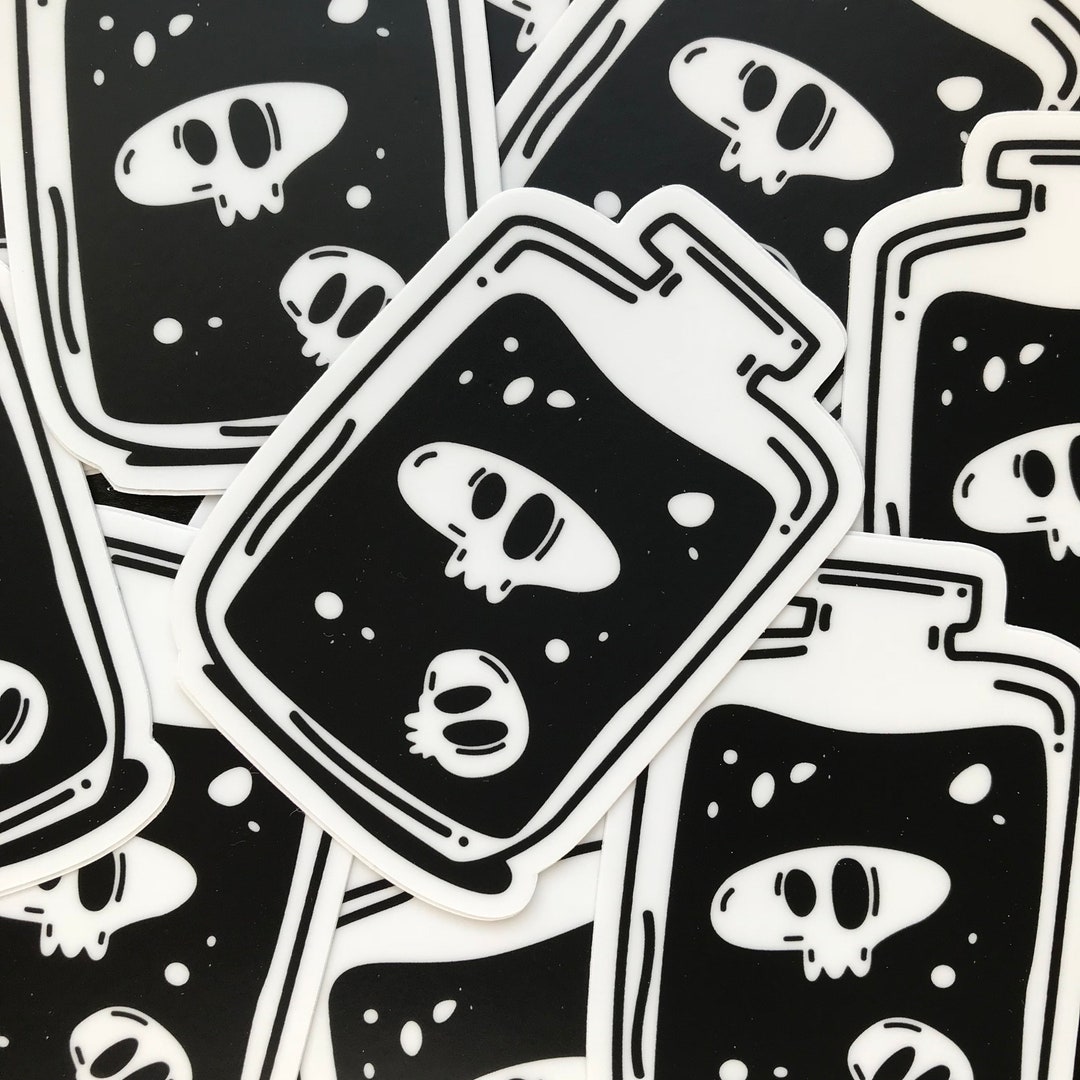Kawaii Creepy Cute Gothic Potion Bottle Spooky Black and White