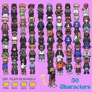 Characters in Bundle, PNG, SVG, EPS, Dxf