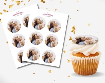 Personalized Photo Cupcake Toppers, Edible Icing or Wafer, Birthday Decorations
