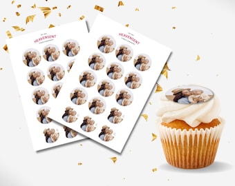 Personalized 3CM Circle Photo Cupcake Toppers, Pre-cut Edible Icing Wafer