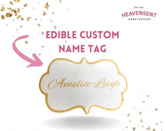 Custom Edible Premium Icing 8.5cm Wide Any Name Text Tag Cake Topper Birthday Pre-cut Personalised Cake Decorations