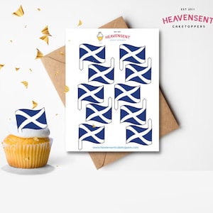 20x Vorgeschnittene Schottland Flaggen Essbare dicke Oblatenkarte Stehend Cupcake Toppers Geburtstag Party Kuchen Dekoration