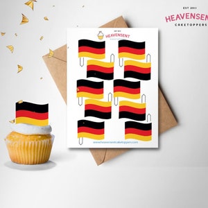 20x Pré-coupé Allemagne Drapeaux Comestible Épaisse Wafer Carte DeBout Cupcake Toppers Fête d’anniversaire Décorations de gâteau