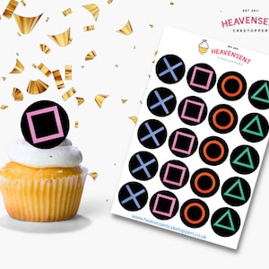 Botones de jugador precortados HSS, adornos para tarjetas de oblea de vainilla comestibles de pie para cupcakes, decoraciones de cumpleaños