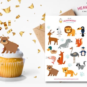 30x Safari Zoo Dieren Eetbaar Glazuur of Zoete Wafer Card Cake Topper Verjaardag Gemakkelijk te snijden Decoraties