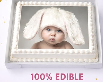 Personalized Photo Cake Topper | Edible Icing, Sweet Wafer Card or Wafer Paper Print | Add Image, Picture, Name & Age | Birthday Decoration