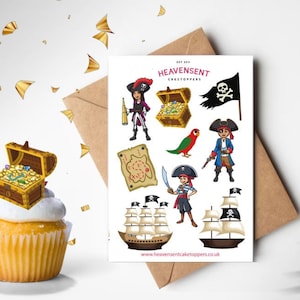 HSS Pirate Ship Parrot Gold Eetbare Icing of Sweet Wafer Card Cake Topper Verjaardag Gemakkelijk te snijden Decoraties