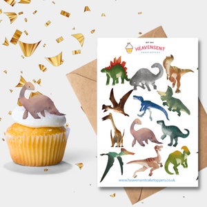 HSS Aquarela Dinossauro Cobertura Comestível ou Doce Wafer Cartão Bolo Topper Aniversário Fácil de Cortar Decorações