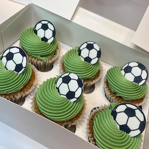 24 Edible Football Cake Toppers | Pre-cut Sports Birthday Cupcake Decorations image 4