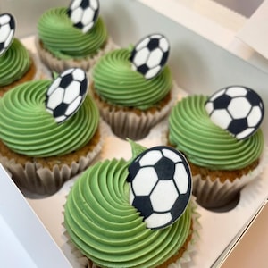 24 Edible Football Cake Toppers | Pre-cut Sports Birthday Cupcake Decorations image 1