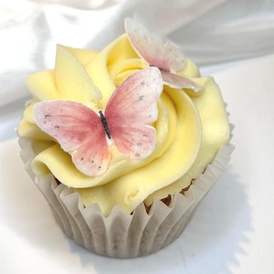 30 Pink Edible Butterfly Cake Toppers | 3D Precut Wafer Card | Vegan Cupcake & Cake Decorations | Free UK Shipping