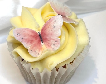 30 Pink Edible Butterfly Cake Toppers | 3D Precut Wafer Card | Vegan Cupcake & Cake Decorations | Free UK Shipping