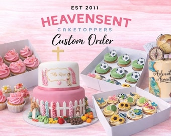 Personalized Cupcake Toppers, Edible Icing or Wafer, Custom Birthday Decorations