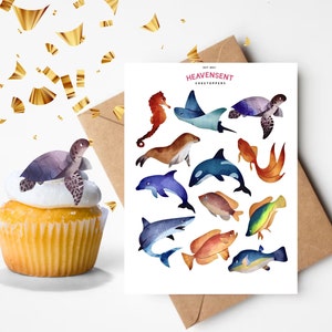 24x 4-5cm Vorgesägtes Seeleben 100% Essbare i-Tüpfelchen oder Oblatenkarte Torten toppers Geburtstag Cupcake Dekoration