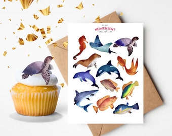 24x 4-5cm Pre-Cut Sea Edible Icing or Wafer Card Cake Toppers Birthday Cupcake Decoration