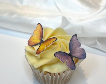 30 Edible Rainbow Butterfly Cake Toppers | Sweet Wafer Card, Vegan