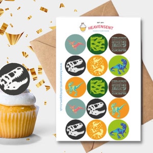 30x3cm círculos jurássicos pré-cortados 100% glacê comestível ou cartão de wafer toppers de bolo decoração de cupcake de aniversário