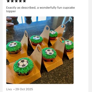 24 Edible Football Cake Toppers | Pre-cut Sports Birthday Cupcake Decorations image 6