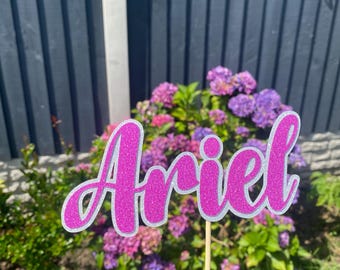 Personalized Name Glitter Birthday Cake Topper – Double Layer Cardstock