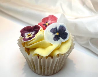 Edible Pansy Cake Toppers | 40 Precut Wafer Flowers, Vegan