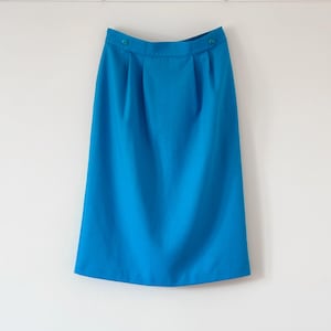 Vintage Bright Blue Pencil Skirt, Size M/L, UK Size 12-14