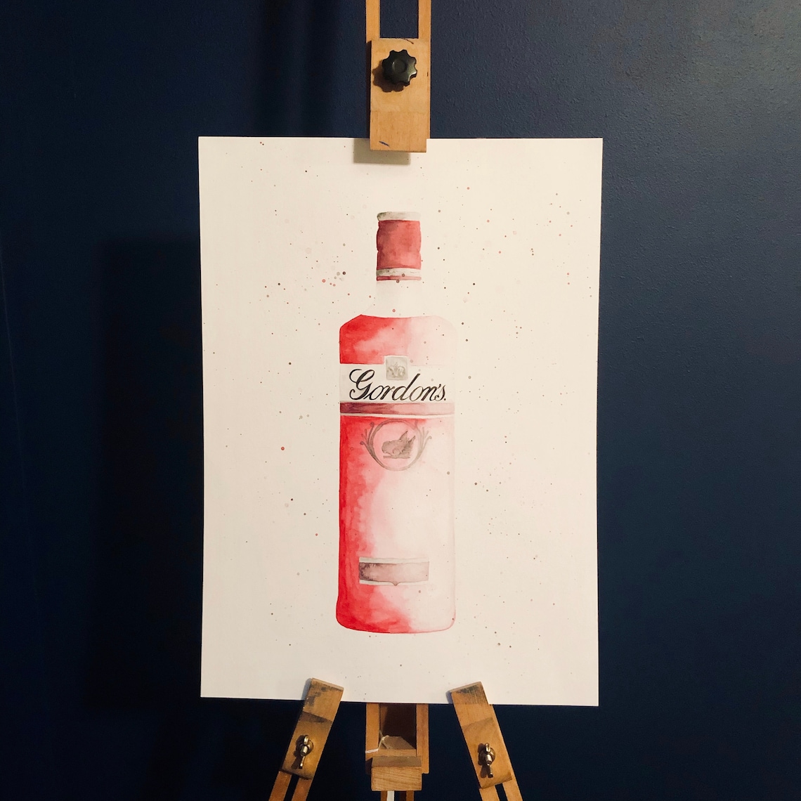 Painting Gordon's Pink Gin Bottle Splatter Painting Original Watercolour Painting Etsy UK