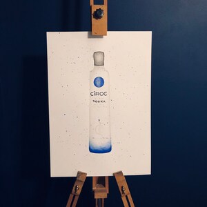Malerei Ciroc Vodka Flasche Splatter Malerei - Original Aquarell Malerei