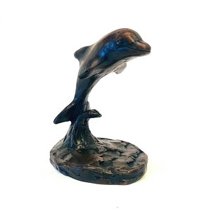 Little bronze Dolphin, lost wax, solid, bronze sculpture, Dolphin sculpture, signed, limited edition, 16/100. By William Roberts