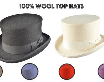 Mens Tuxedo Victorian Steampunk Black Costume Top Hat Deluxe Felt High Wool Hat