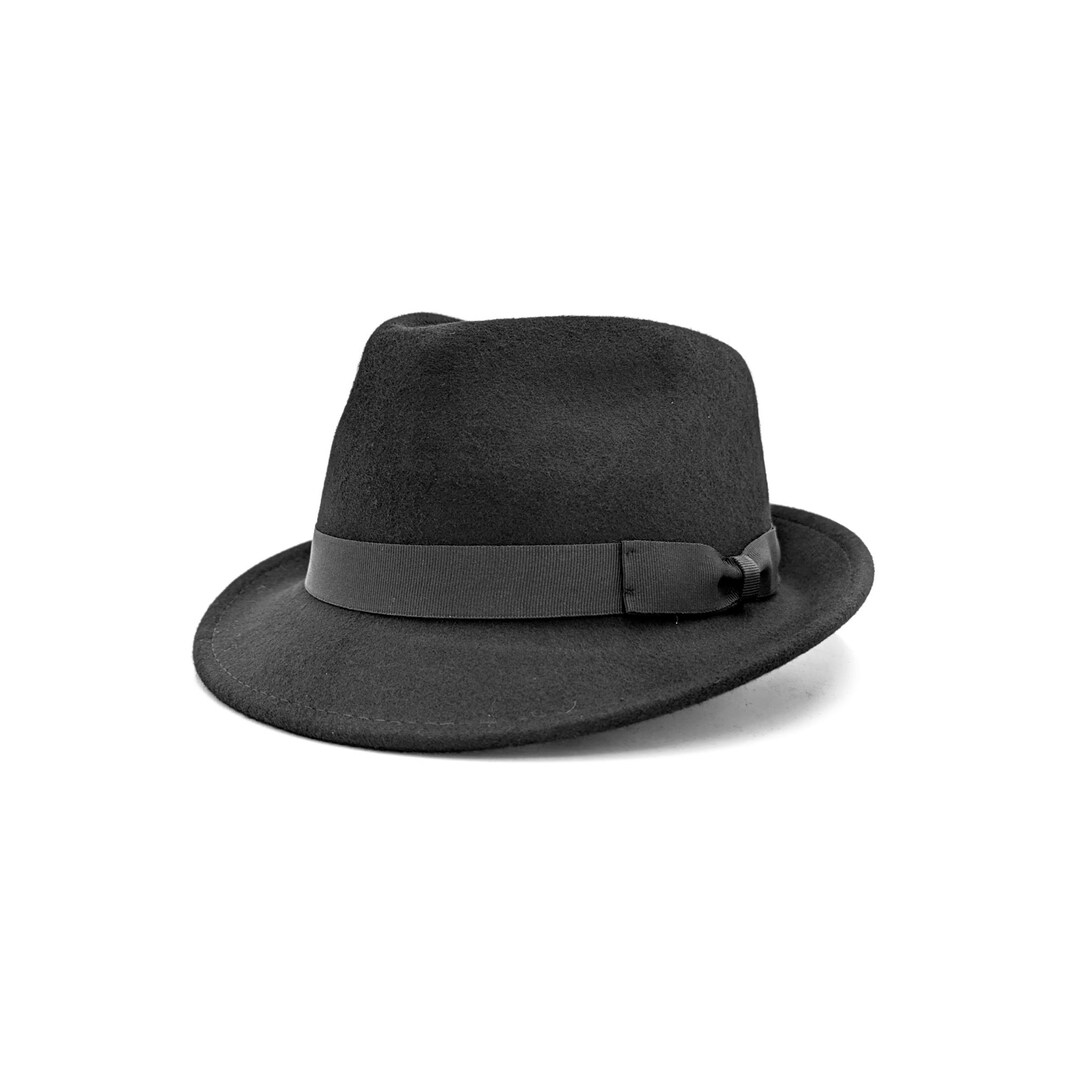 Premium Black Wool Felt Trilby Hat Fedora Hat Trilby for Men Etsy