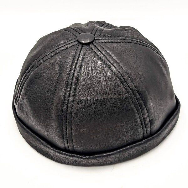 Genuine Leather DOCKER cap | Sheepskin leather Docker Hat Modern cap Beanie hat Brimless hat Fisherman cap hat Skullcap hat minimalistic hat