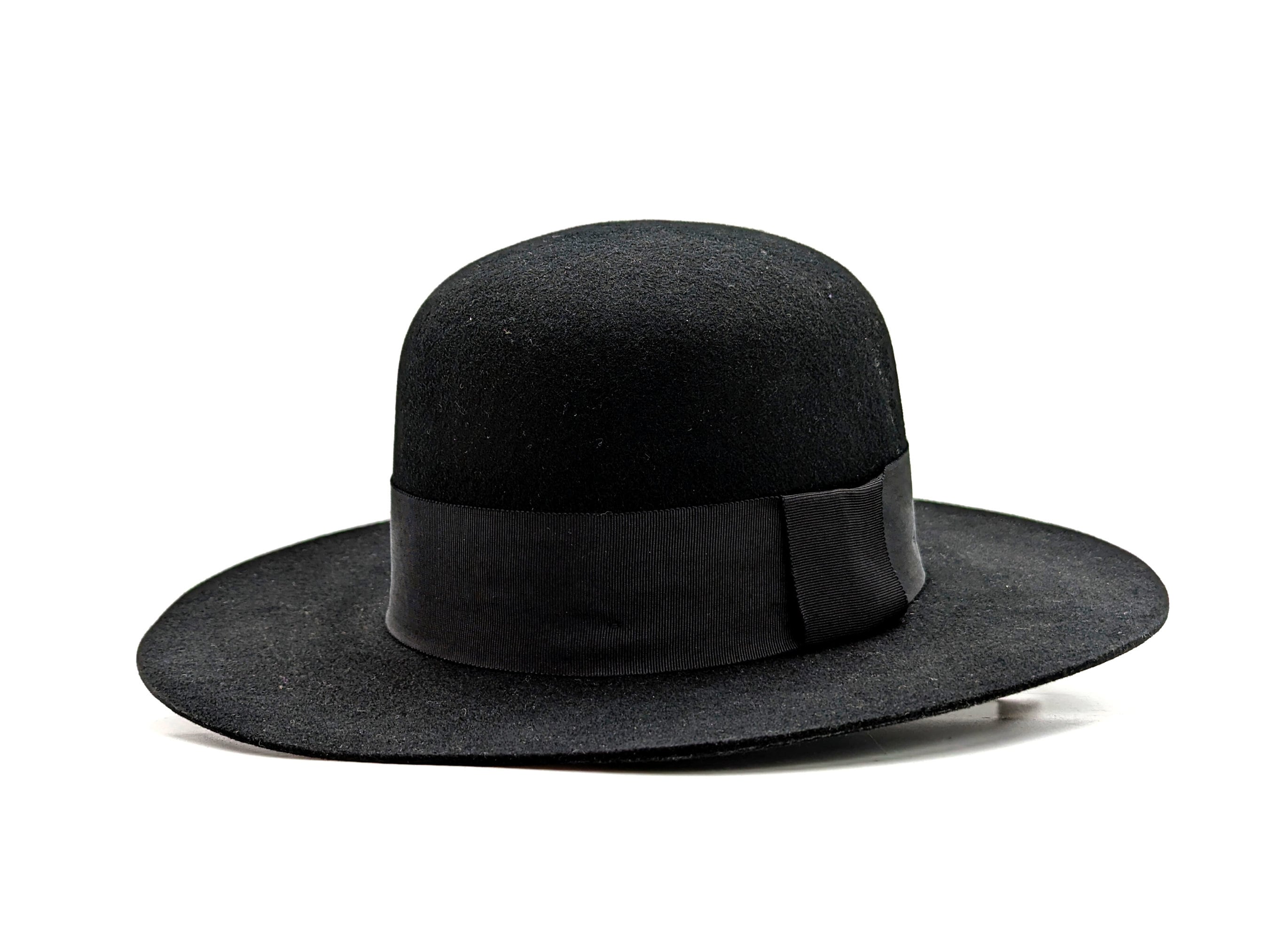 Spanish Round Bolero Hat Stiff Wide Brim Hat Black Wool Felt Etsy