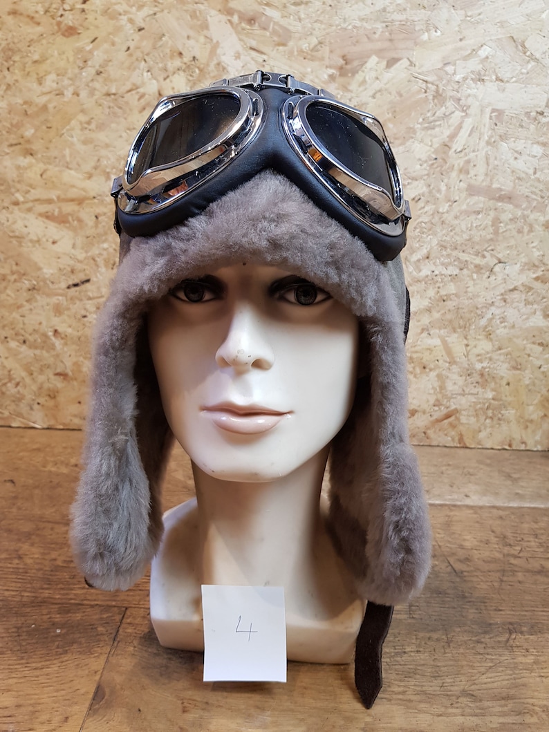 Flying Hat Black Leather Aviator Pilot Hat Motorcycle Men and Women Steamunk Hat Leather Helmet Aviation WW2 Style WWII