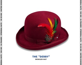 Bowler Hat Removable Feather Classic 