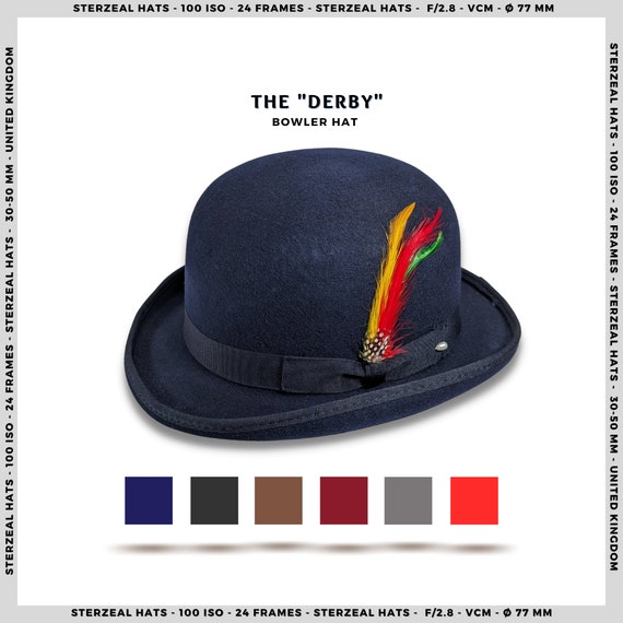 BOMBIN sombrero gris hecho a mano 100% Lana Fieltro De Satén-Muchos Colores