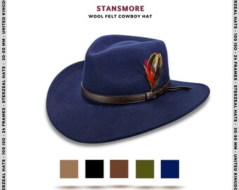 STANSMORE Cowboy Hoed | Cowboy hoeden Teardrop cowboy hoed mannen brede rand cowboy mannen vrouwen hoed wol western hoed zomer fedora hoed cowgirl hoed