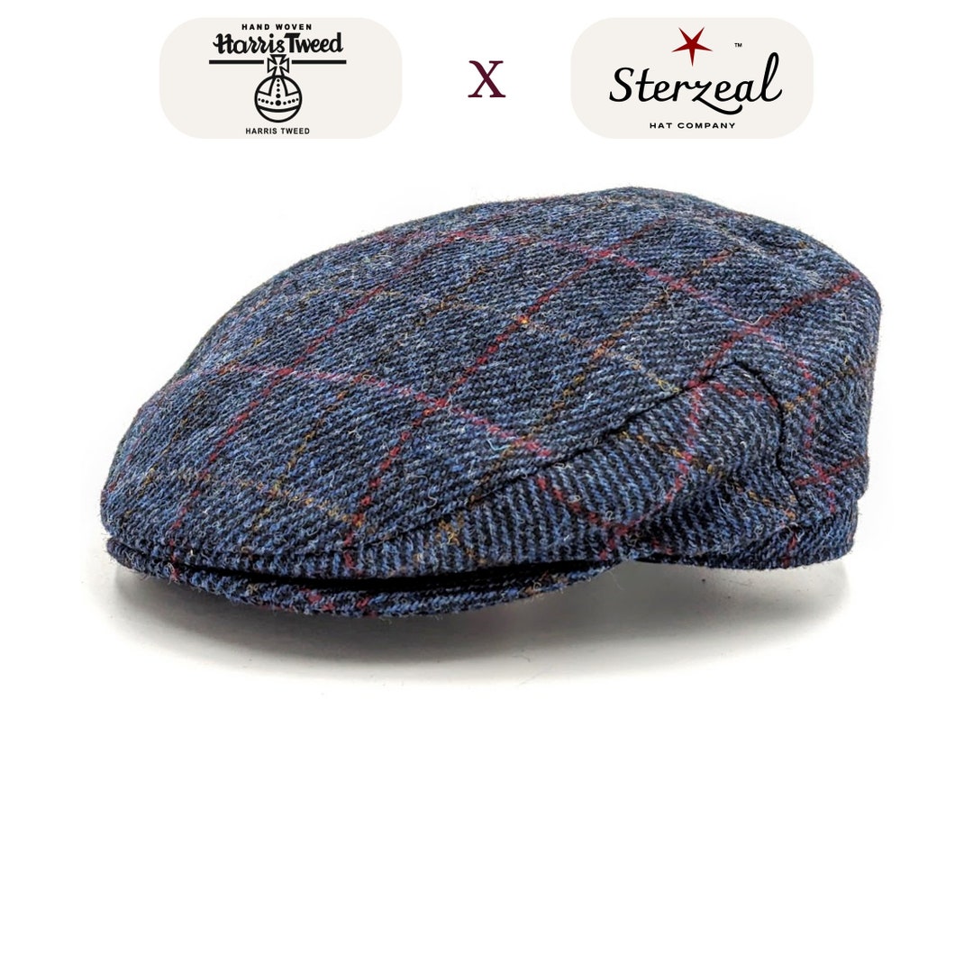 Premium Navy Flat Cap Harris Tweed Flat Cap Mens Newsboy Cap Etsy