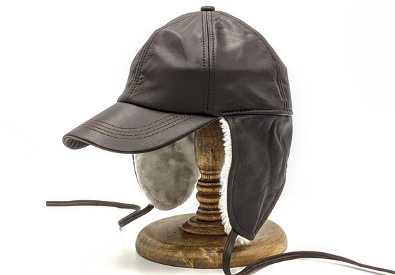 belasting gracht spannend Buy Leather Cap With Ear Flaps Baseball Cap Earflap Winter Hat Online in  India - Etsy