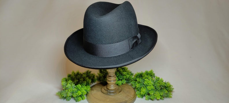 Classic Black Homburg Hat Mens Fedora Hat Winston Churchill | Etsy