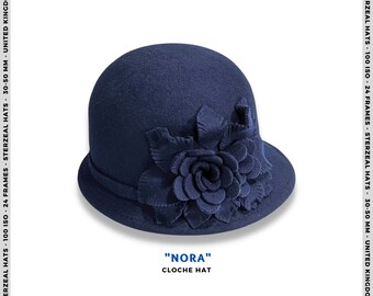 Color : Blue, Size : One size Teansan Women Cotton Flower Cloche Hat Summer Casual Bucket Hat Vintage Bowler Classic Sun Hat