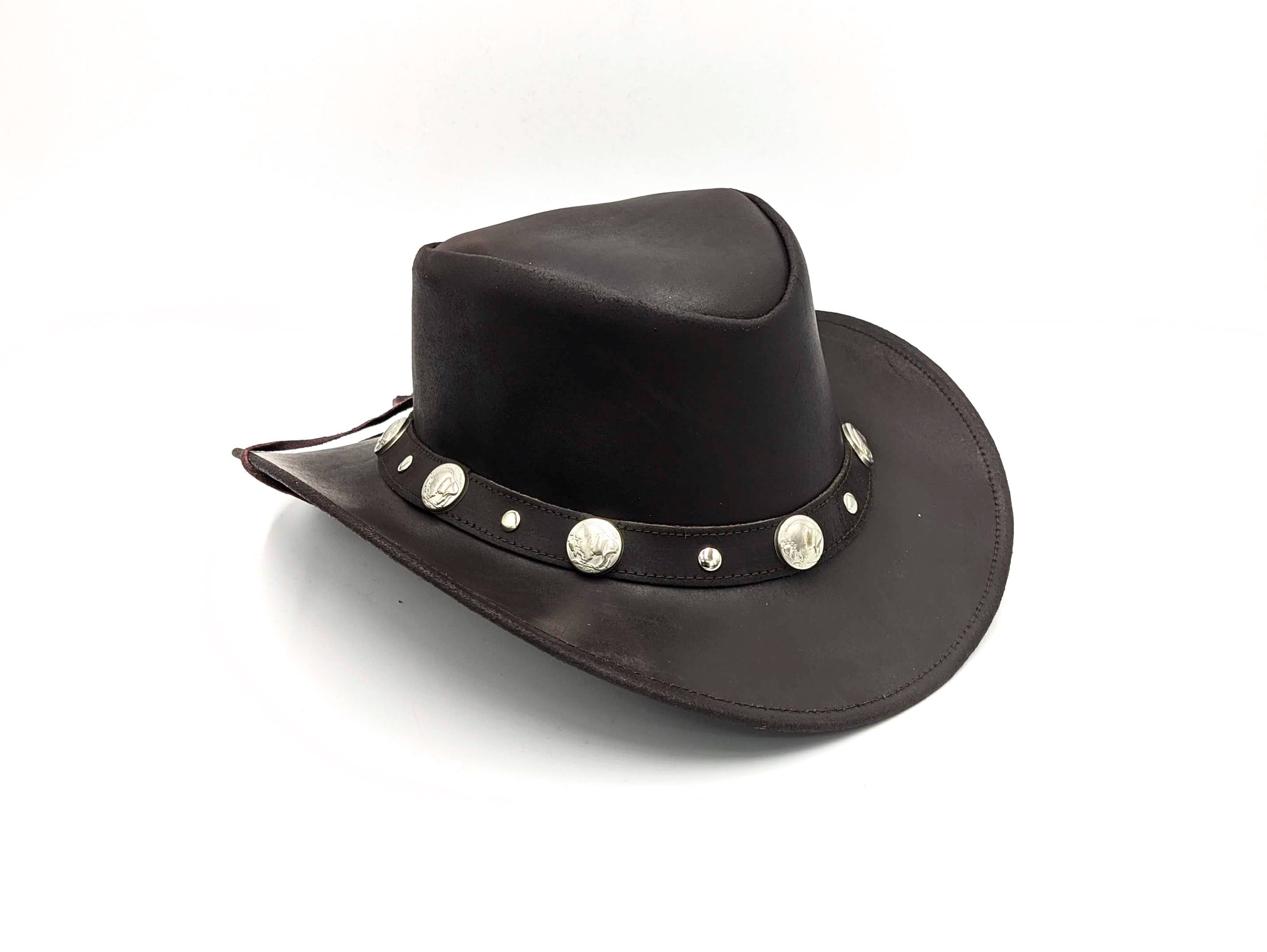 Shapeable Outback hat Style Leather Cowboy Old Style hat for Men and Women Western Wide Brim Vintage 