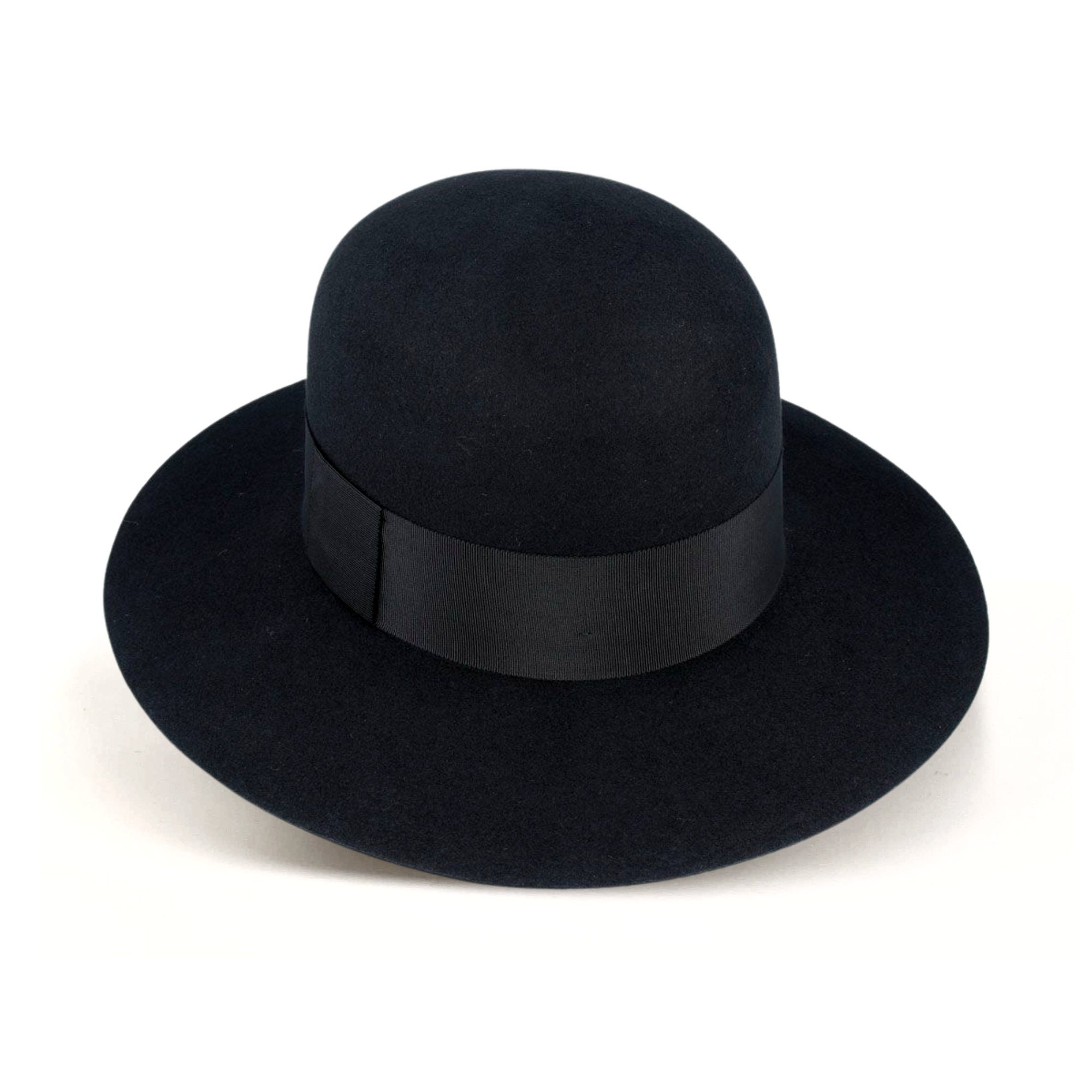 Spanish Round Bolero Hat Stiff Wide Brim Hat Black Wool Felt Etsy